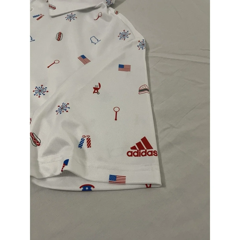 Adidas Prime Green Golf Polo Shirt Size XL White 4th Of July Custom $110 - Picture 8 of 8